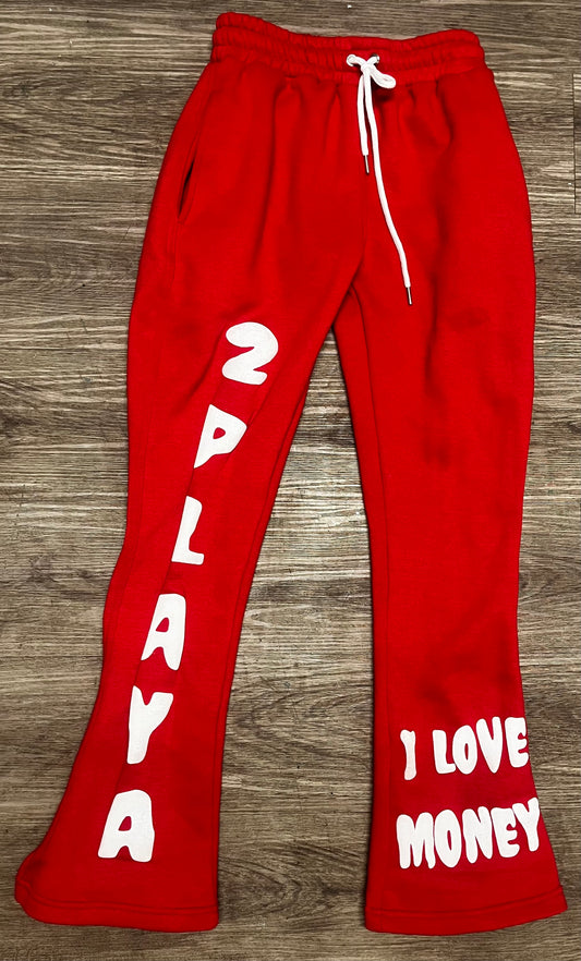 GET OUT YA FEELINGS "RED" FLARE SWEATPANTS