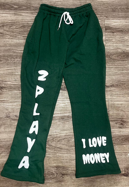 GET OUT YA FEELINGS "GREEN" FLARE SWEATPANTS